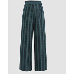 Cider Green Plaid Wide Leg Pants